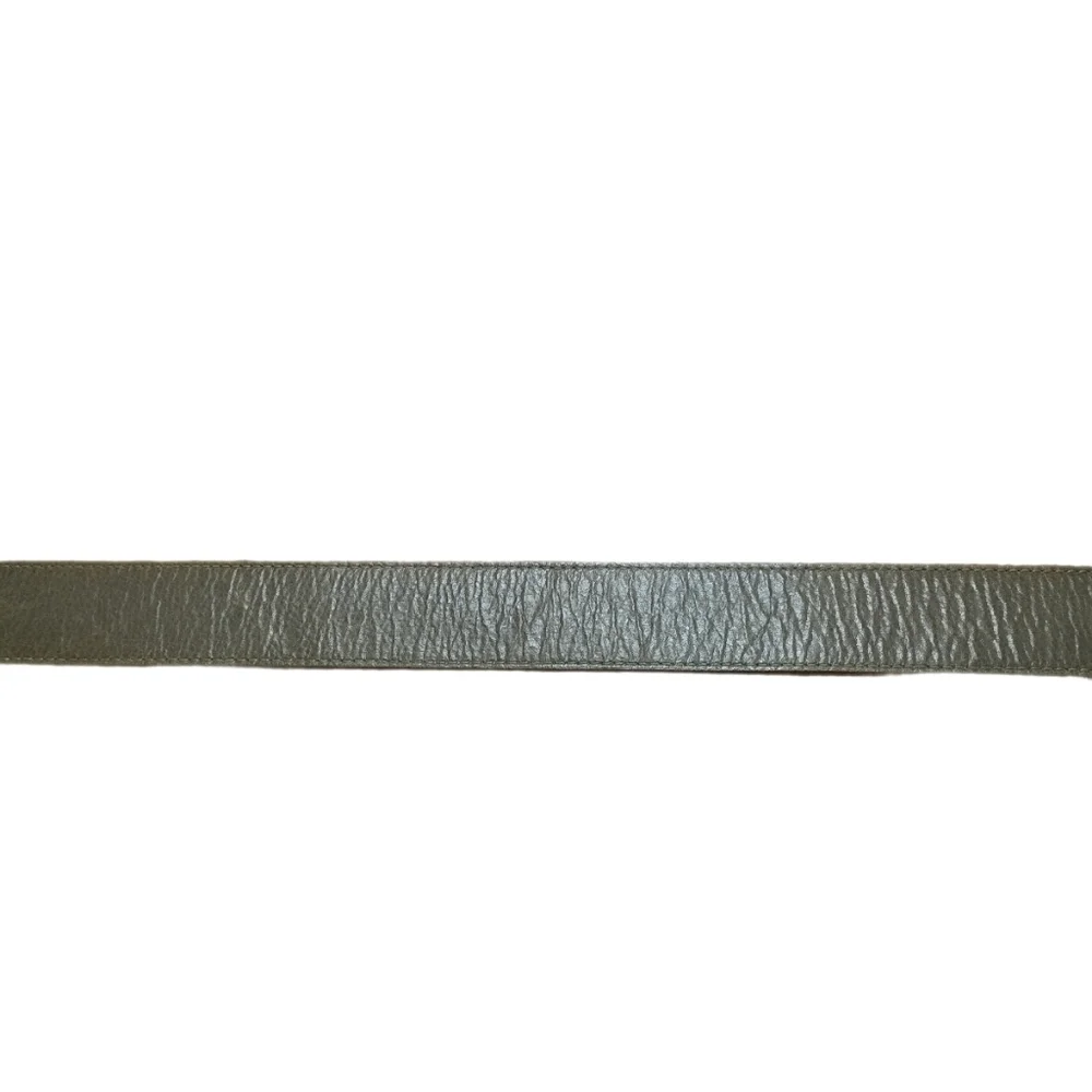 Vintage Elite Olive Green Leather Belt Embellished Buckle 35